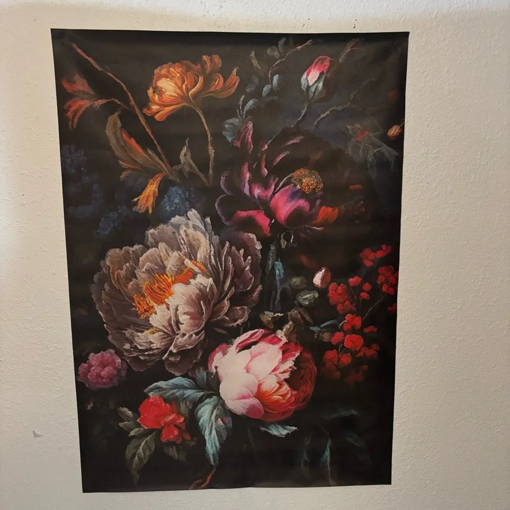 Moody Floral Canvas Wall Art Dark Botanical Print 16x24 Unframed